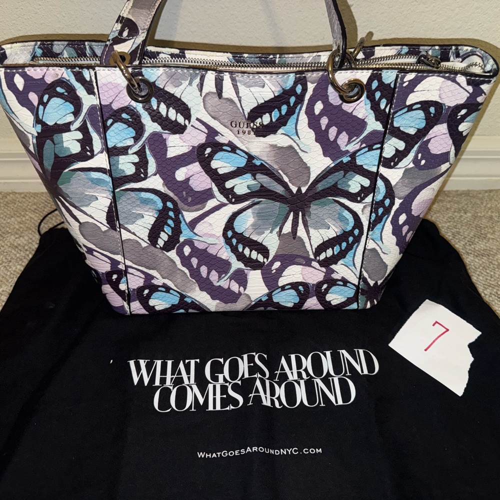 GUESS Butterfly Print Tote Bag